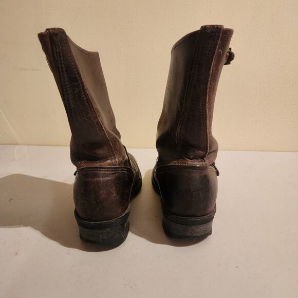 Frye Engineer Moto Biker Leather Boots Womens 7.5M Brown Buckle Strap USA 774001 - Picture 4 of 11